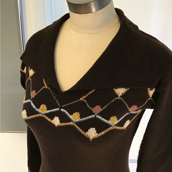 Vintage 1970s Boho Hippie chocolate sweater - Picture 2 of 8